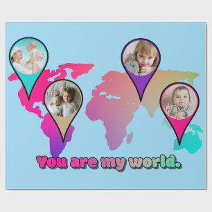 Snygg Multifärgad World Map Photo Collage Presentpapper
