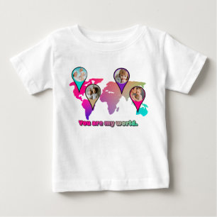 Snygg Multifärgad World Map Photo Collage T Shirt