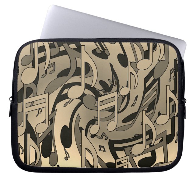 Snygg Music Warm Sepia Living Musik noter Laptop Fodral (Framsidan)