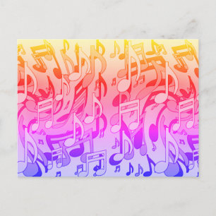 Snygg musik Lycklig Färg, levande Musik noter Vykort