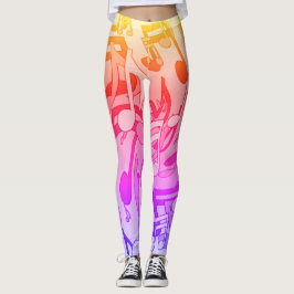 Snygg musik Lycklig Färger, levande Musik noter Leggings
