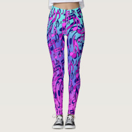 Snygg musik med livliga anteckningar om Rosa Lila  Leggings