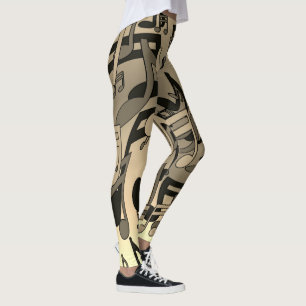 Snygg musik Sepia Living Musik noter Leggings