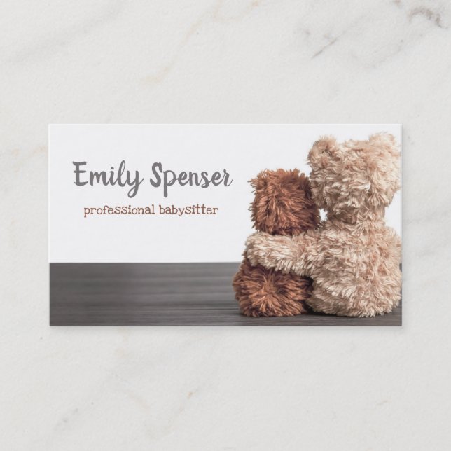 Snygg Nalle Babysit & Childcare Card Visitkort (Framsida)