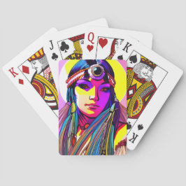 Snygg Native American Woman. Redigerbar namn. Casinokort