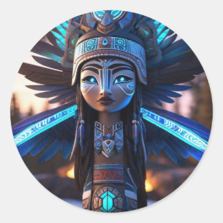 Snygg Native Girl Runt Klistermärke