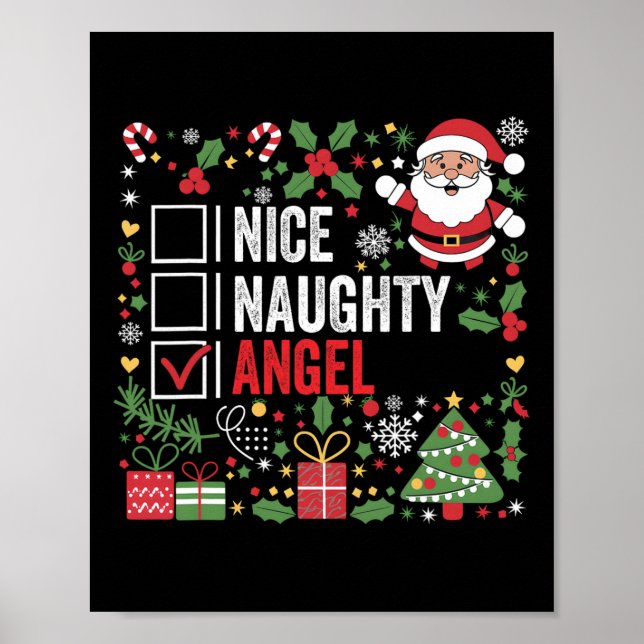 Snygg Naughty Angel Funny jul Jultomten Poster (Framsidan)