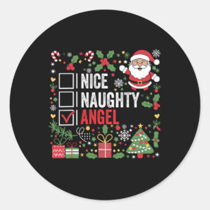 Snygg Naughty Angel Funny jul Jultomten Runt Klistermärke