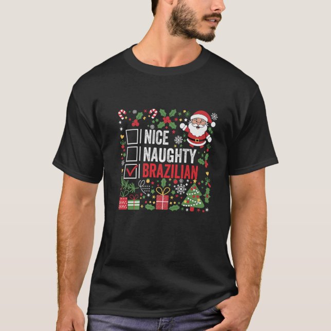 Snygg Naughty Brazilian Funny jul Jultomten T Shirt (Framsida)