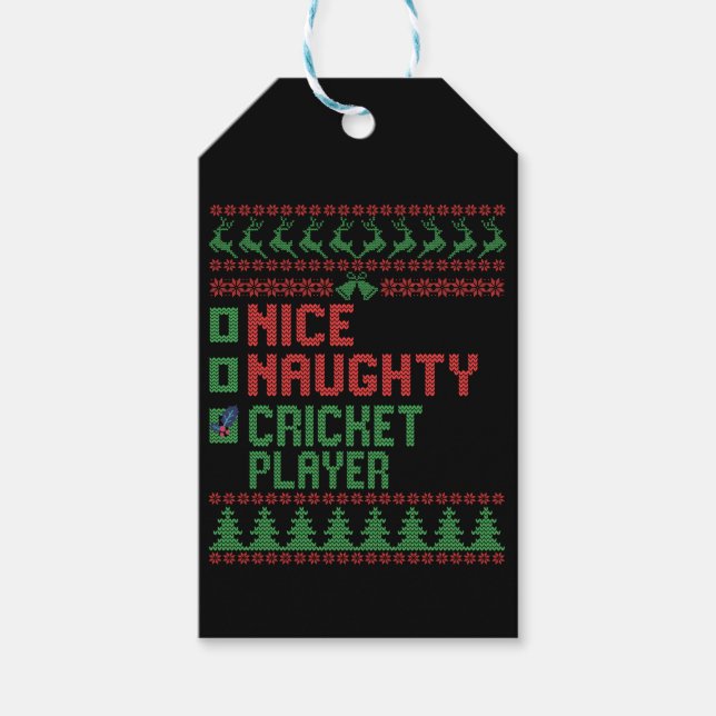 Snygg Naughty Cricket-spelare - julklapp Presentetikett (Framsidan)