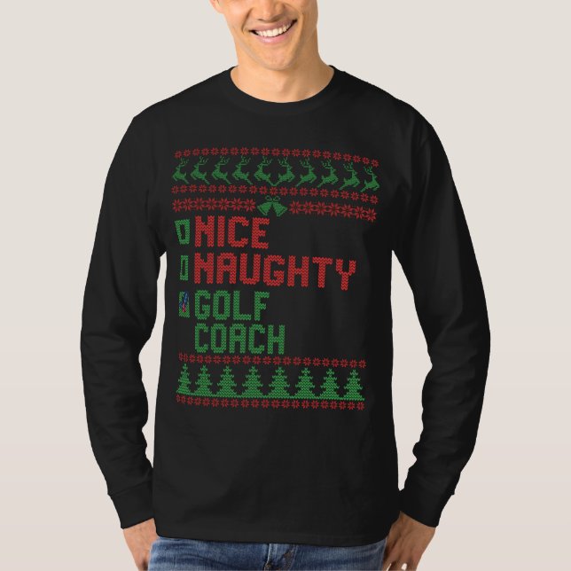 Snygg Naughty Golf Coach Funny Julmatchning T Shirt (Framsida)