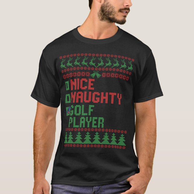 Snygg Naughty Golf Player-finare julmatchning T Shirt (Framsida)