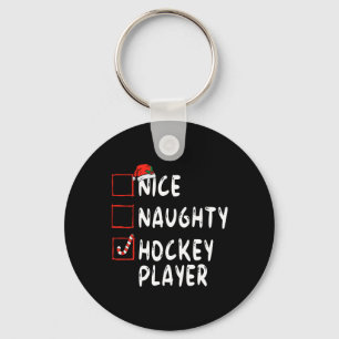Snygg Naughty Hockey Player jul Santa Hat Boy Nyckelring
