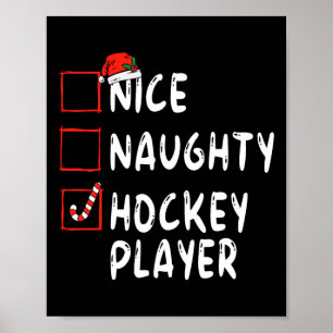 Snygg Naughty Hockey Player jul Santa Hat Boy Poster