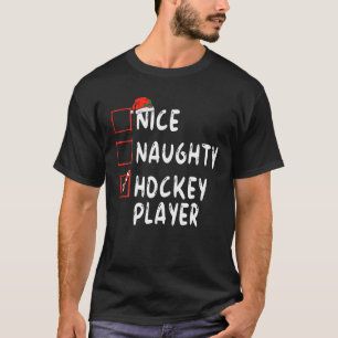 Snygg Naughty Hockey Player jul Santa Hat Boy T Shirt