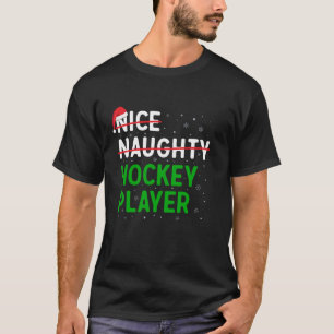 Snygg Naughty Hockey Player jul Santa Hat Xma T Shirt