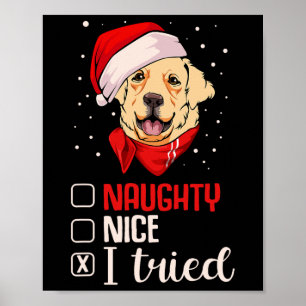 Snygg Naughty jag provade Golden Retriever-julet Poster