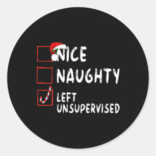 Snygg Naughty Lämnade oövervakad jultomte Runt Klistermärke