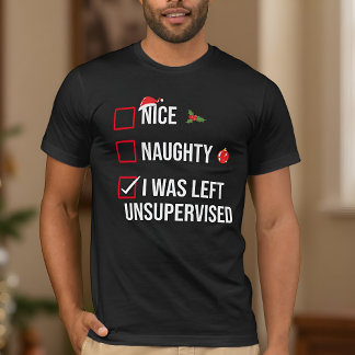 Snygg Naughty Lämnat Oövervakad fin jul T Shirt