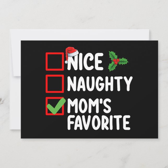 Snygg Naughty Mamma favoritjulllista Inbjudningar (Framsida)