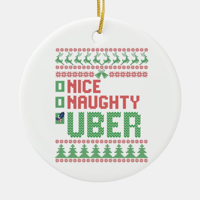 Snygg Naughty Uber Funny julmatchningsgåva Julgransprydnad Keramik (Framsidan)