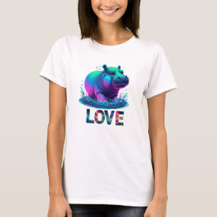 Snygg neonflodhäst-kärlek t shirt