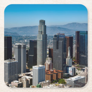 Snygg nere Los Angeles California Skyline Underlägg Papper Kvadrat