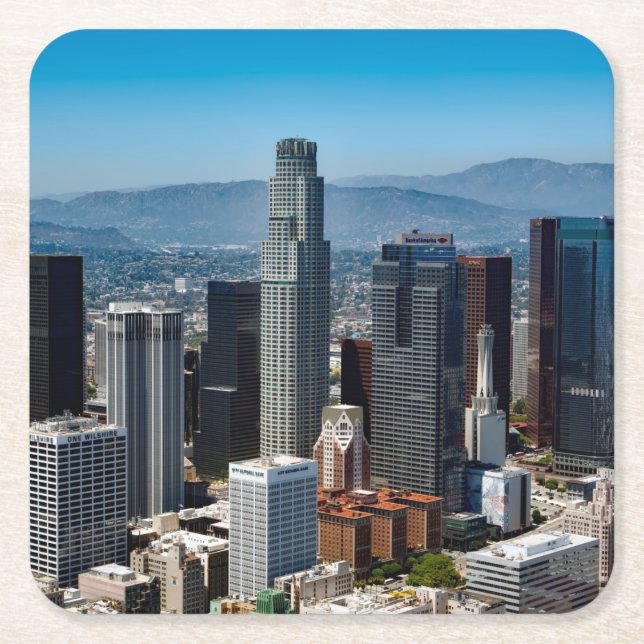 Snygg nere Los Angeles California Skyline Underlägg Papper Kvadrat (Framsidan)