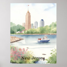Snygg New jersey Watercolor Art Poster