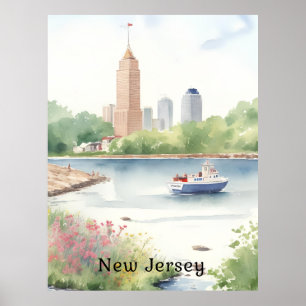 Snygg New jersey Watercolor Art Poster