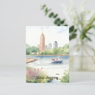 Snygg New jersey Watercolor Art Vykort