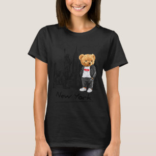 Snygg New York City Nallebjörn Illustration Grafik T Shirt