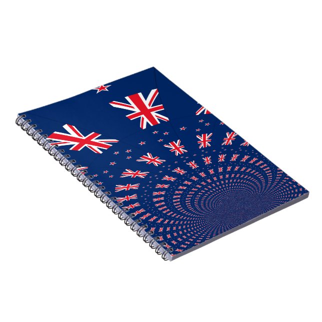 Snygg New Zealand Flagga Art Print Design Anteckningsbok (Högra Sidan)
