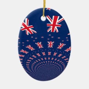 Snygg New Zealand Flagga Art Print Design Julgransprydnad Keramik