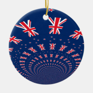 Snygg New Zealand Flagga Art Print Design Julgransprydnad Keramik
