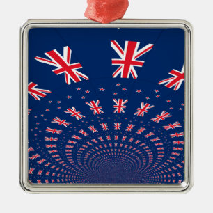 Snygg New Zealand Flagga Art Print Design Julgransprydnad Metall