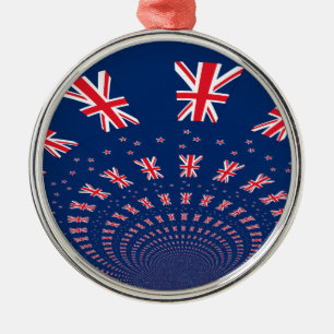 Snygg New Zealand Flagga Art Print Design Julgransprydnad Metall
