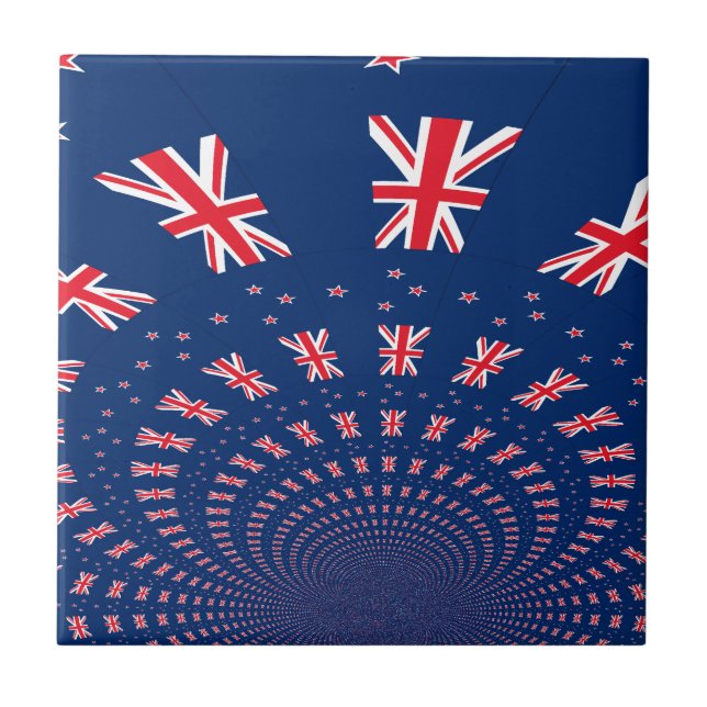 Snygg New Zealand Flagga Art Print Design Kakelplatta (Framsidan)