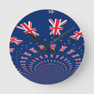 Snygg New Zealand Flagga Art Print Design Rund Klocka