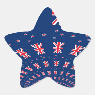 Snygg New Zealand Flagga Art Print Design Stjärnformat Klistermärke