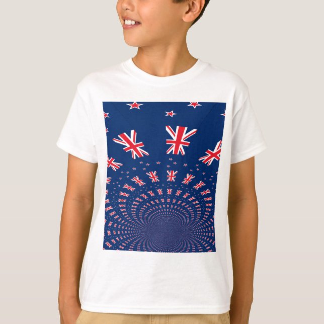 Snygg New Zealand Flagga Art Print Design Tee Shirt (Framsida)
