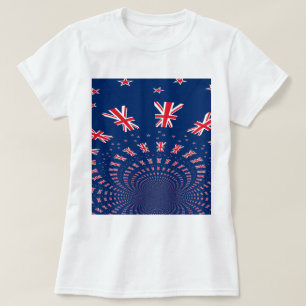 Snygg New Zealand Flagga Art Print Design Tee Shirt