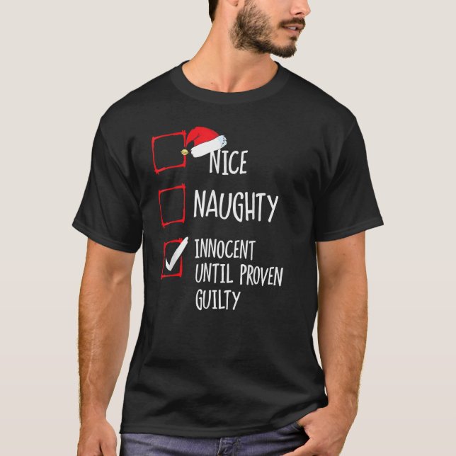 Snygg nocent tills Beven Guilty Christm T Shirt (Framsida)