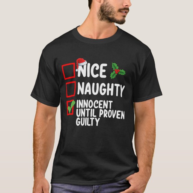 Snygg nocent tills Beven Guilty Christma T Shirt (Framsida)