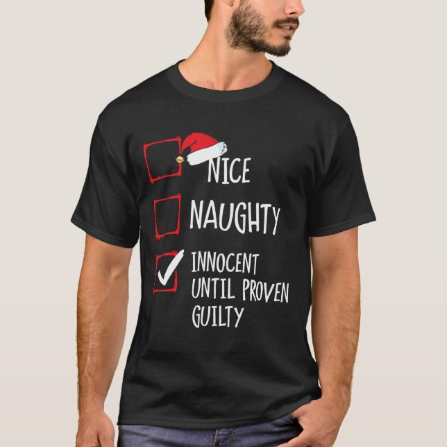 Snygg nocent tills Beven Guilty Christma T Shirt (Framsida)