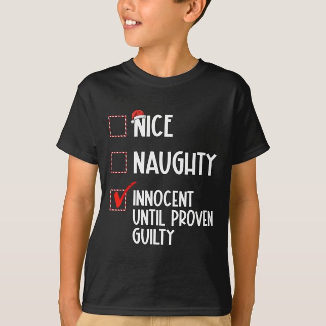 Snygg nocent tills Beven Guilty Christma T Shirt (Framsida)