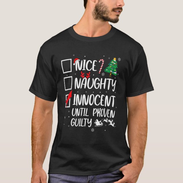Snygg nocent tills Beven Guilty Christma T Shirt (Framsida)