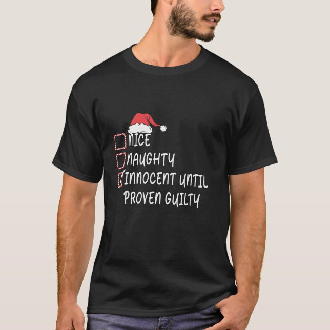 Snygg nocent tills Beven Guilty Santa Ha T Shirt (Framsida)