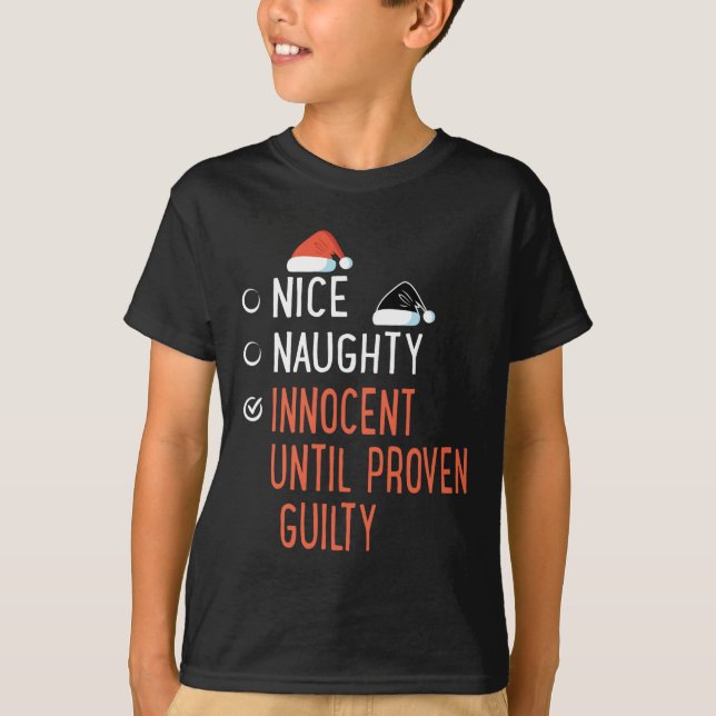 Snygg nocent tills Beven Guilty Santa's T Shirt (Framsida)