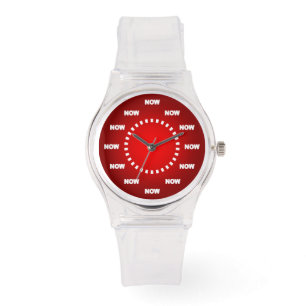 Snygg "NOW" Watch (röd) Armbandsur